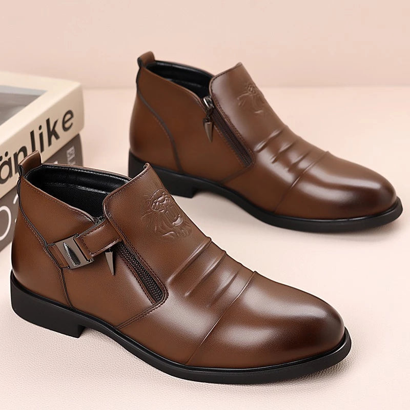 SALVATORE Leone – Black Embossed Leather Boots
