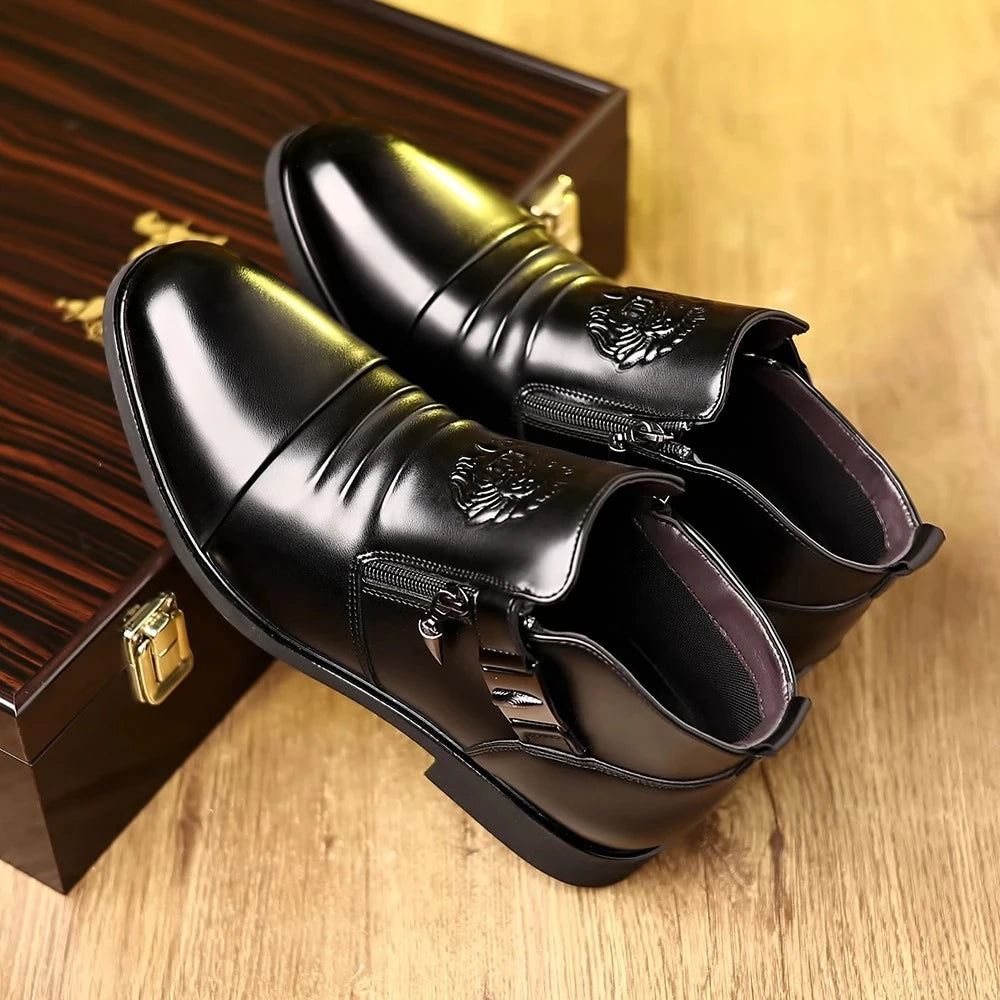 SALVATORE Leone – Black Embossed Leather Boots