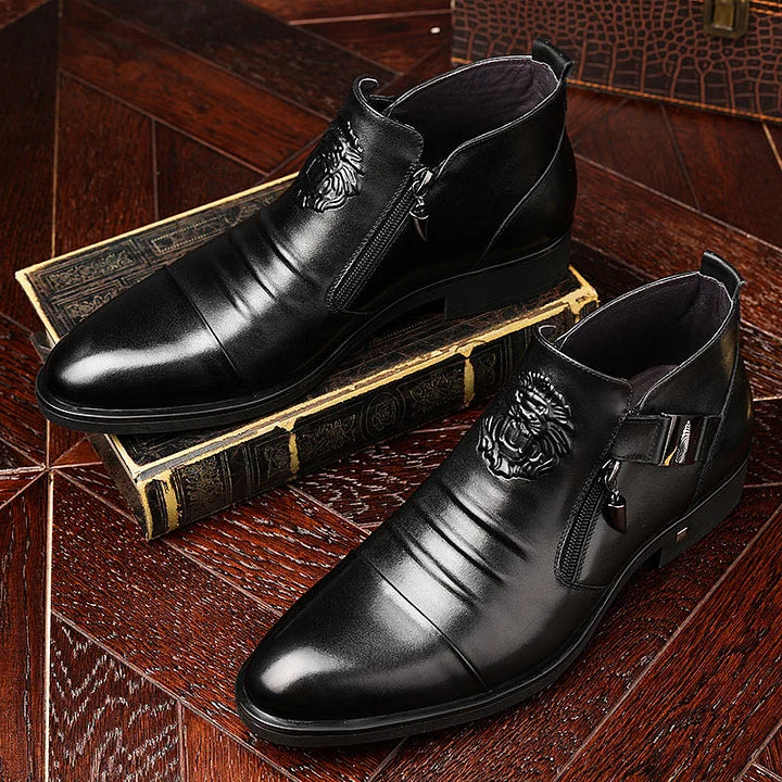 SALVATORE Leone – Black Embossed Leather Boots