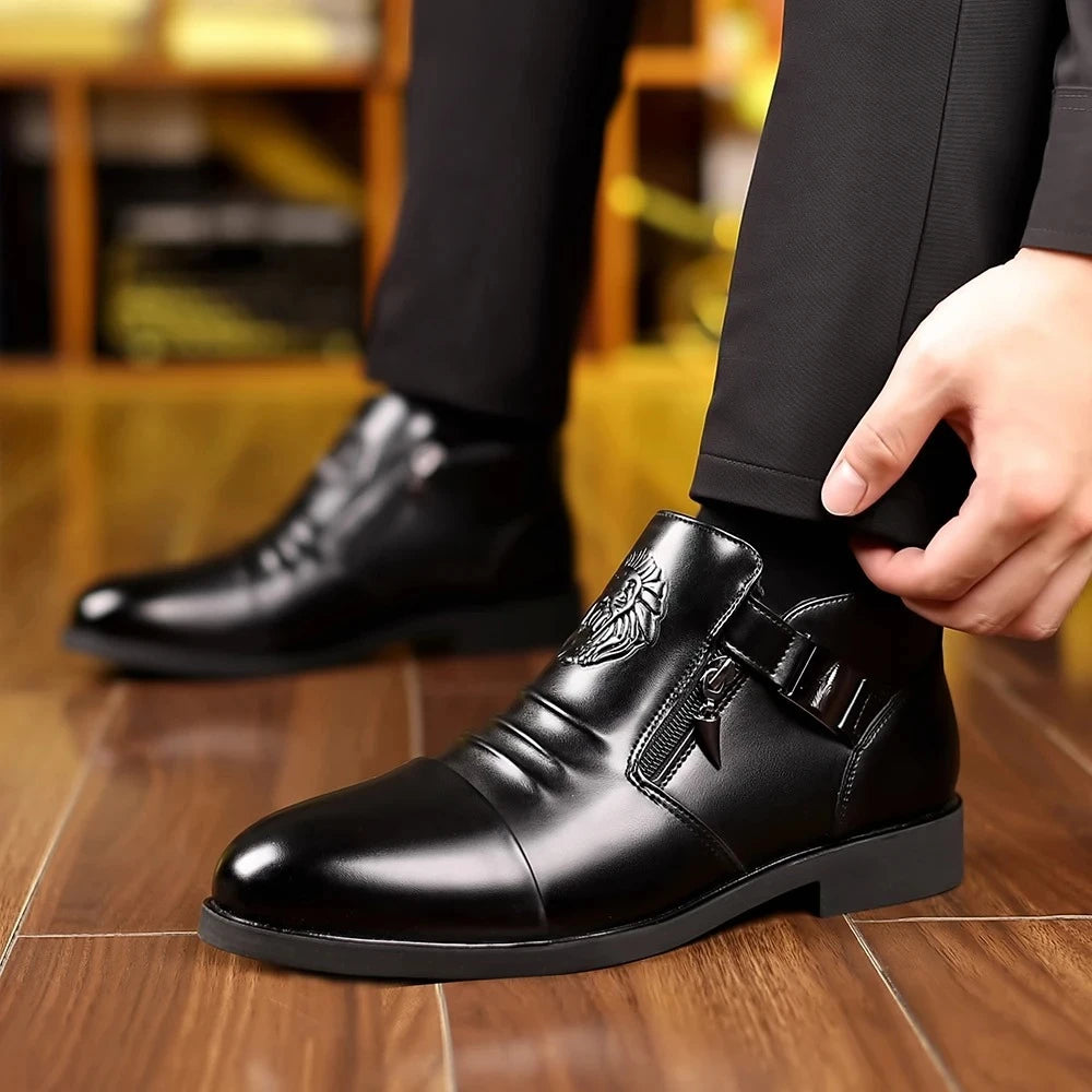 SALVATORE Leone – Black Embossed Leather Boots